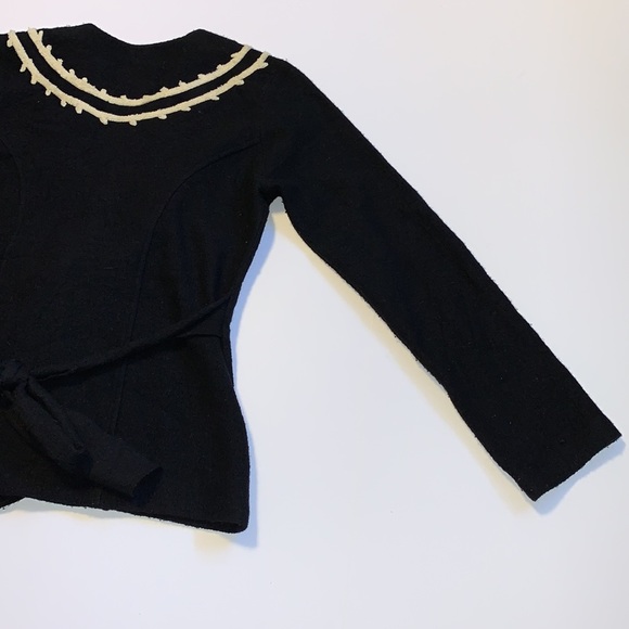 Anthropologie Guinevere Black Felted Wool Cardigan - Women’s Size Medium - Picture 5 of 7